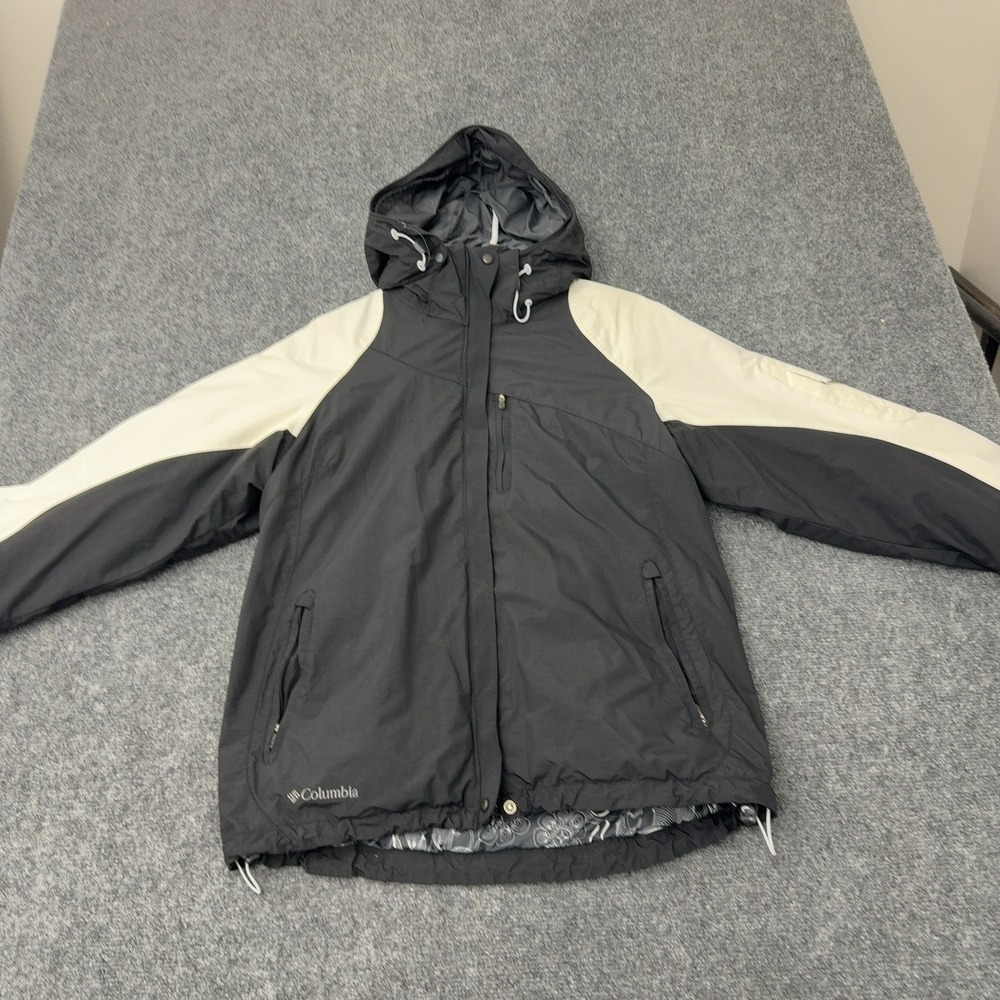 Columbia Jacket Womens M Black Nylon Hooded Interchange Full Zip Sporty Outdoor